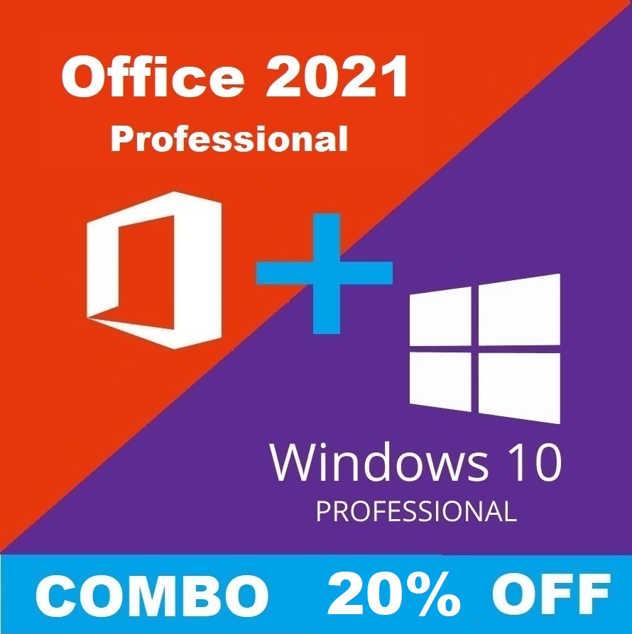 Windows 10 Pro + Office 2021 Professional 32/64 Bit Key - Email Delivery